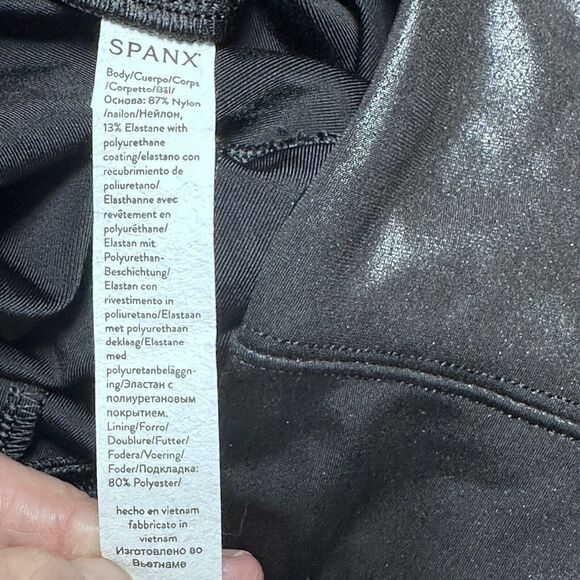 SPANX sz Small BLACK FAUX LEATHER LEGGINGS - Excellent! - Picture 7 of 7